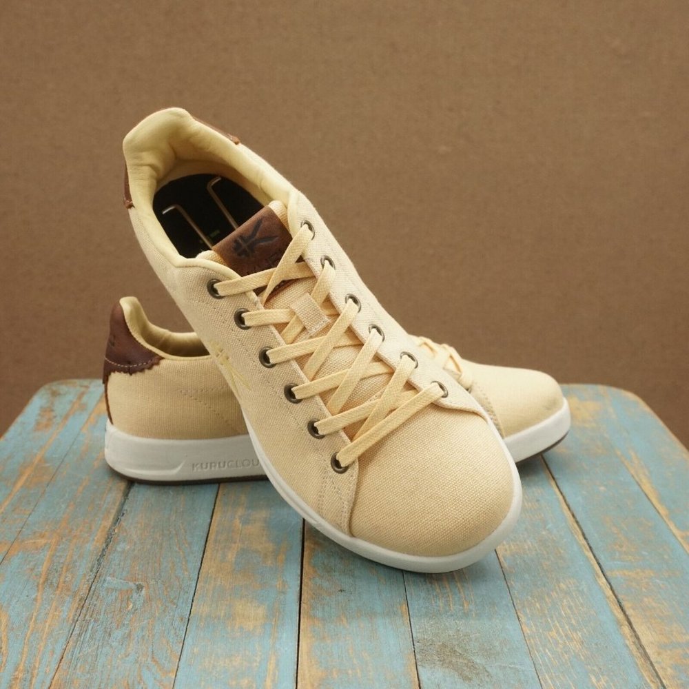 Kuru Womens Roam Sneakers Casual Shoes Yellow Canvas Lace Up Size 8M